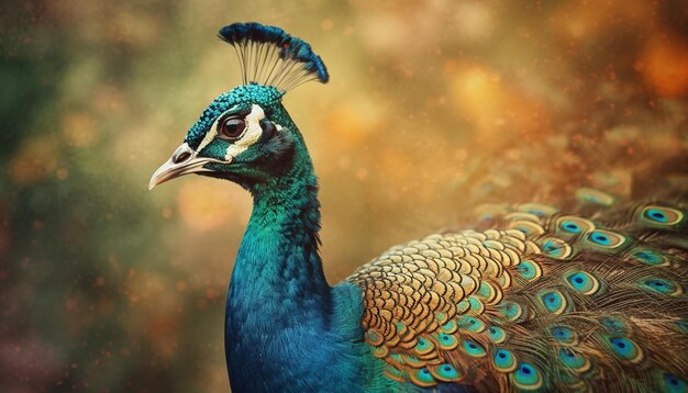 El majestuoso pavo real muestra una vibrante elegancia multicolor generada por IA