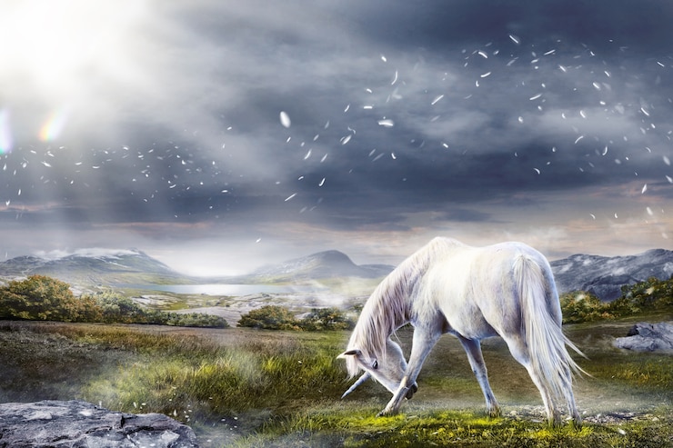 Foto gratuito el majestuoso unicornio en el país de las maravillas