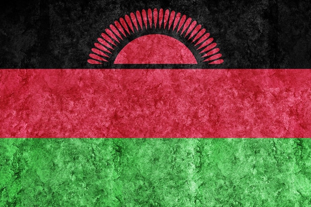 Malawi Bandera metálica, bandera texturizada, bandera grunge