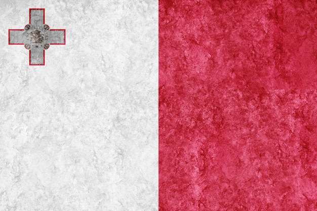 Foto gratuita malta bandera metálica, bandera texturizada, bandera grunge