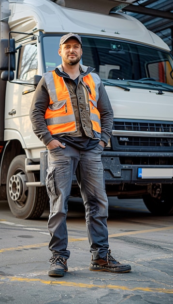 Foto gratuita man working as a truck driver posing