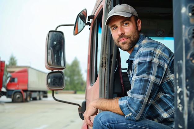 Foto gratuita man working as a truck driver