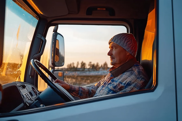 Foto gratuita man working as a truck driver