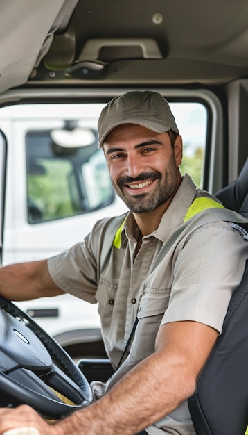 Foto gratuita man working as a truck driver