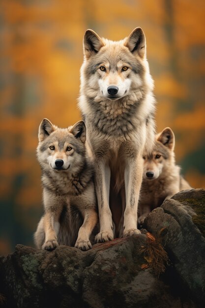Manada de lobos en ambiente natural