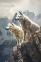 Foto gratuita manada de lobos en ambiente natural