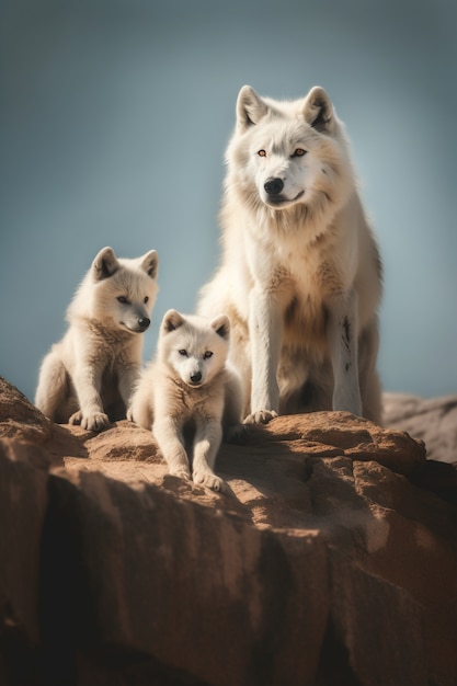 Foto gratuita manada de lobos en ambiente natural