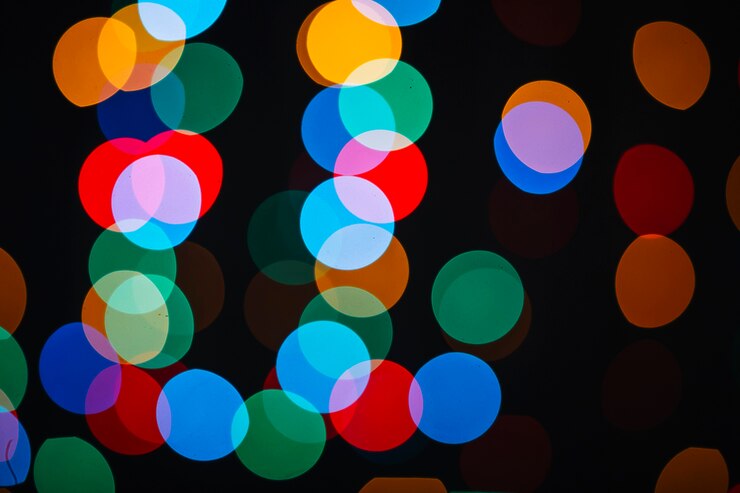 Foto gratuito manchas de luces de guirnalda