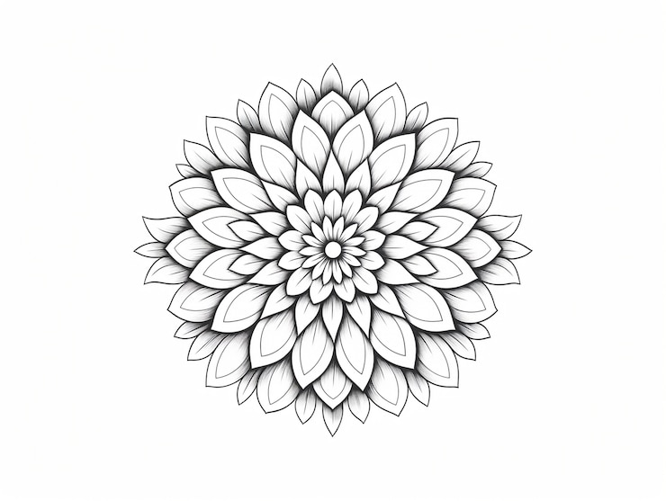 Foto gratuito mandala de arte de línea ilustrada