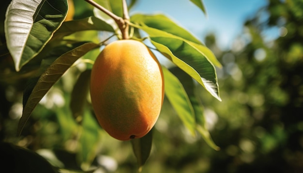 Mandarina madura colgando de la rama símbolo de alimentación saludable generada por IA