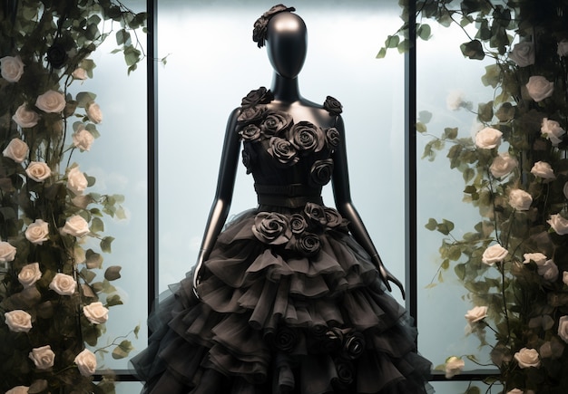 Foto gratuita un maniquí con flores de rosa