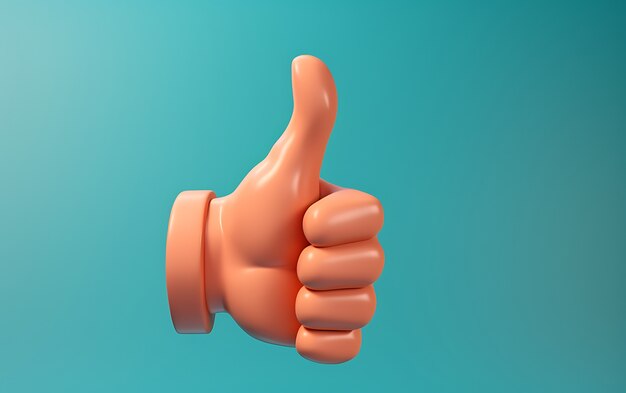 Mano 3d mostrando los pulgares hacia arriba gesto