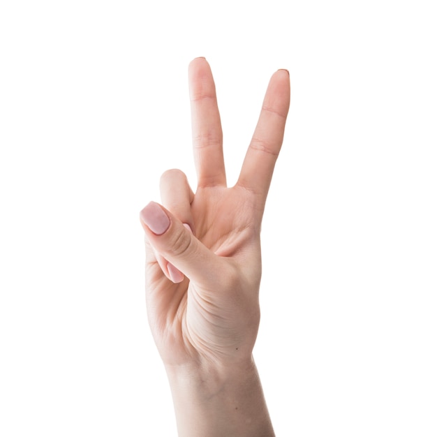 Mano de cultivo gesturing peace