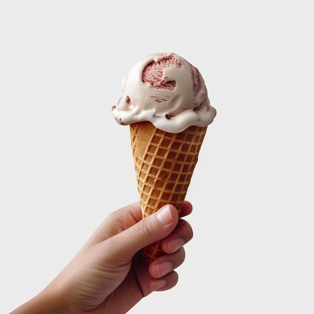 Foto gratuita la mano con el delicioso cono de helado