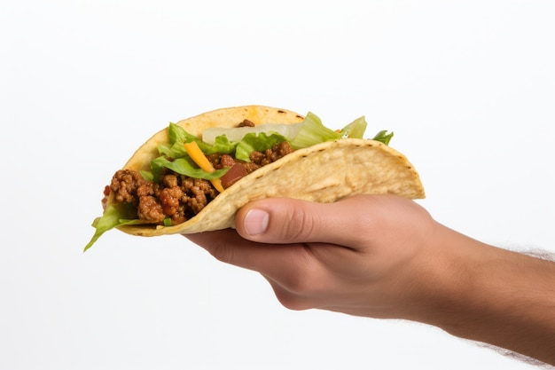 Foto gratuita con la mano un delicioso taco