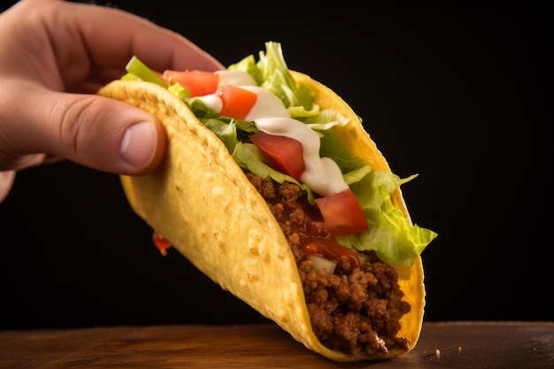 Foto gratuita con la mano un delicioso taco