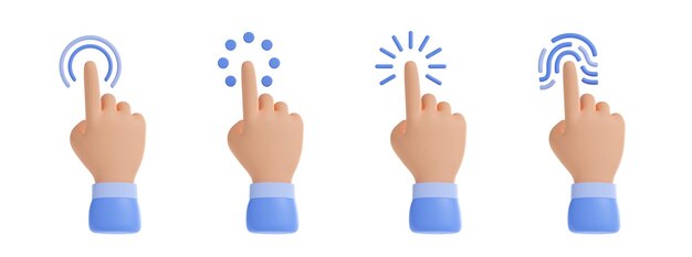 Mano haga clic en el cursor de la computadora icono 3d