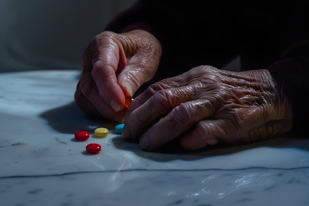 Foto gratuita la mano con la medicación en el estilo oscuro