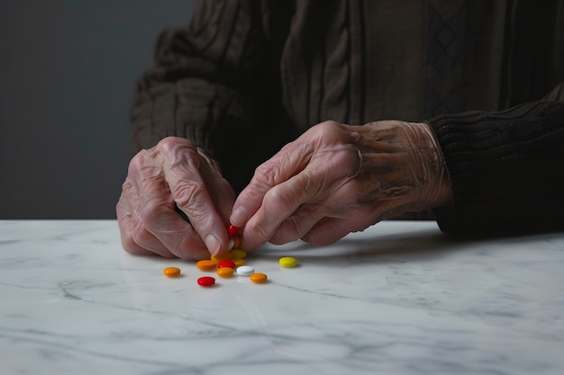 Foto gratuita la mano con la medicación en el estilo oscuro