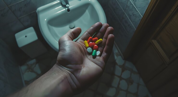 Foto gratuito la mano con la medicación en el estilo oscuro