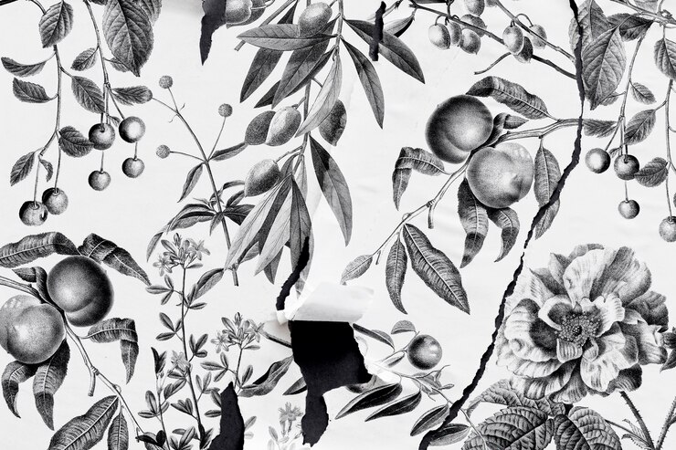 Foto gratuito mano de naturaleza bw dibujada con estilo de papel rasgado
