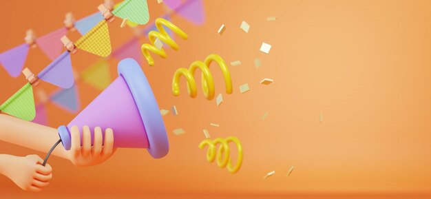 Las manos están disparando confeti ilustración 3D