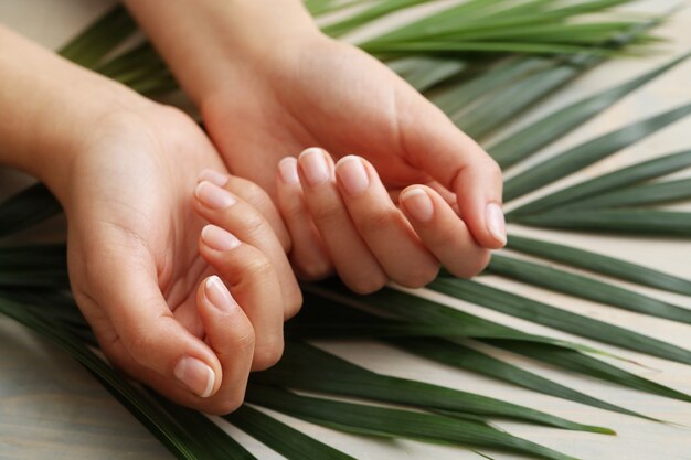 Manos femeninas. Concepto de cuidado de la piel y manicura.