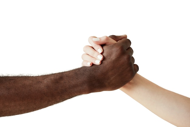 Foto gratuita manos humanas interraciales aisladas