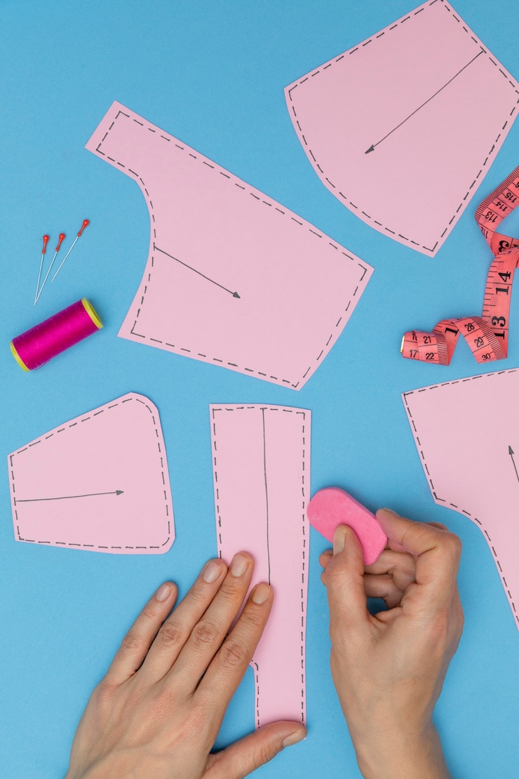 Foto gratuito manos de primer plano haciendo ropa