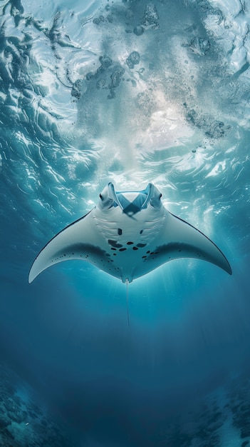 Foto gratuita la manta rayas realista bajo el agua