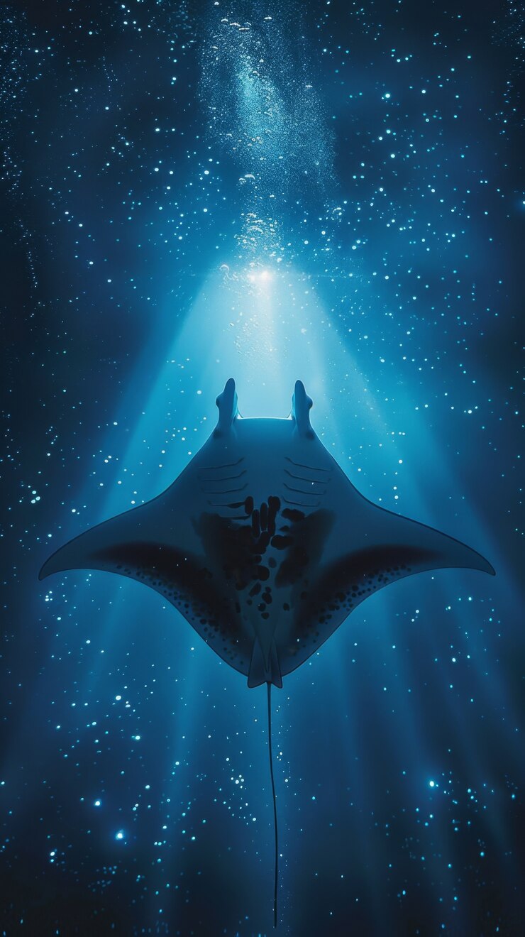 Foto gratuito la manta rayas realista bajo el agua