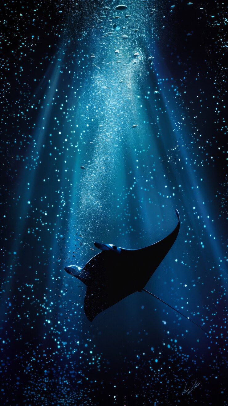 Foto gratuito la manta rayas realista bajo el agua
