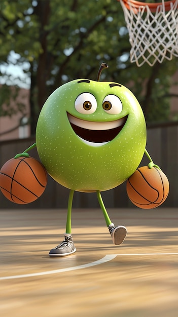 Manzana de dibujos animados en 3D