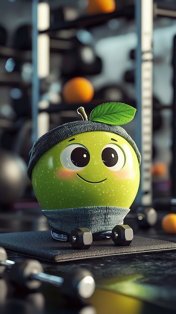 Manzana de dibujos animados en 3D