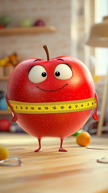 Manzana de dibujos animados en 3D