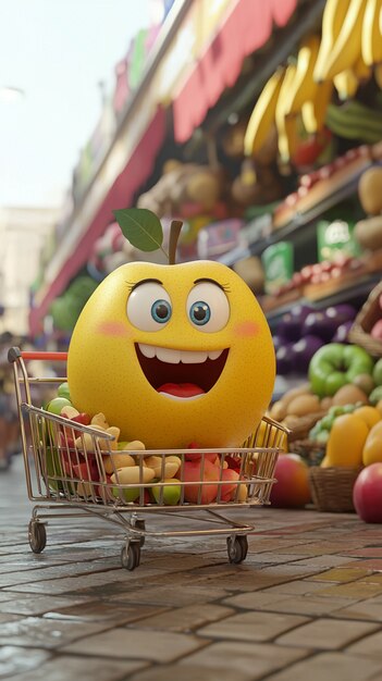 Manzana de dibujos animados en 3D