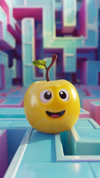 Manzana de dibujos animados en 3D