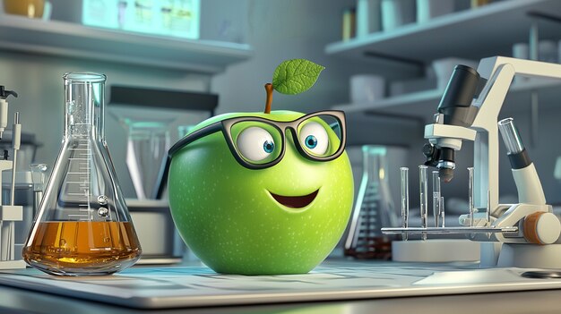 Manzana de dibujos animados en 3D