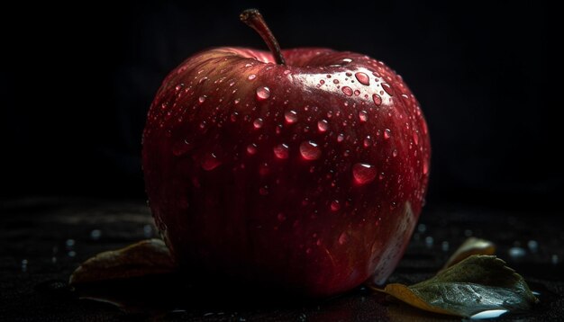 Manzana jugosa captura la frescura de la generosidad de la naturaleza generada por IA