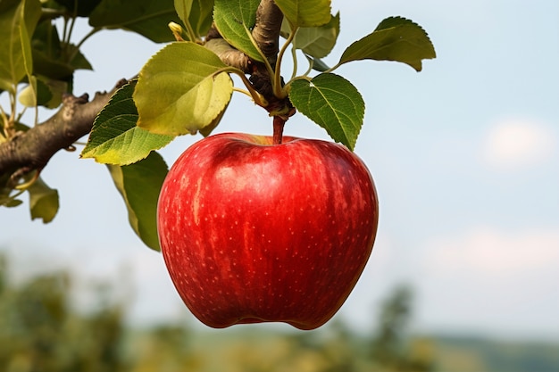 Foto gratuita manzana roja fresca al aire libre