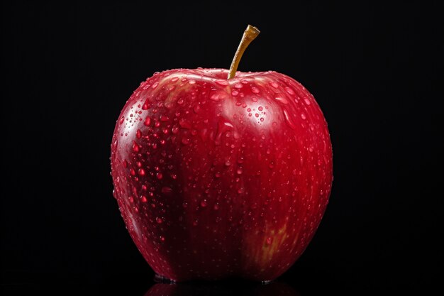 manzana roja fresca con gotas de agua