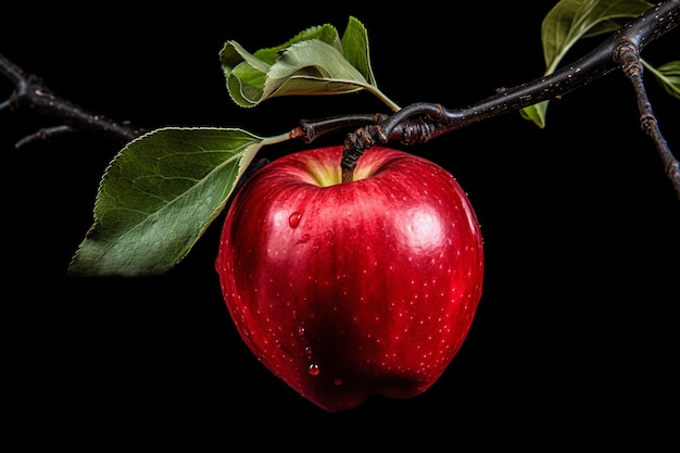 manzana roja fresca con gotas de agua