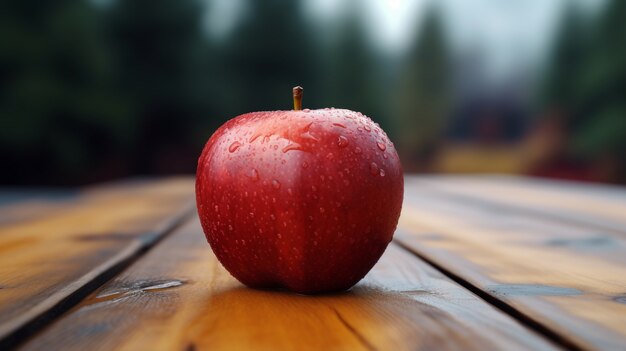 manzana roja fresca con gotas de agua