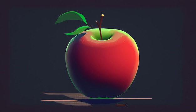 Manzana roja sobre un fondo oscuro IA generativa