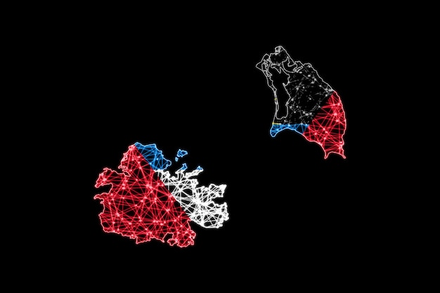 Foto gratuita mapa de antigua y barbuda, mapa de línea de malla poligonal, mapa de bandera