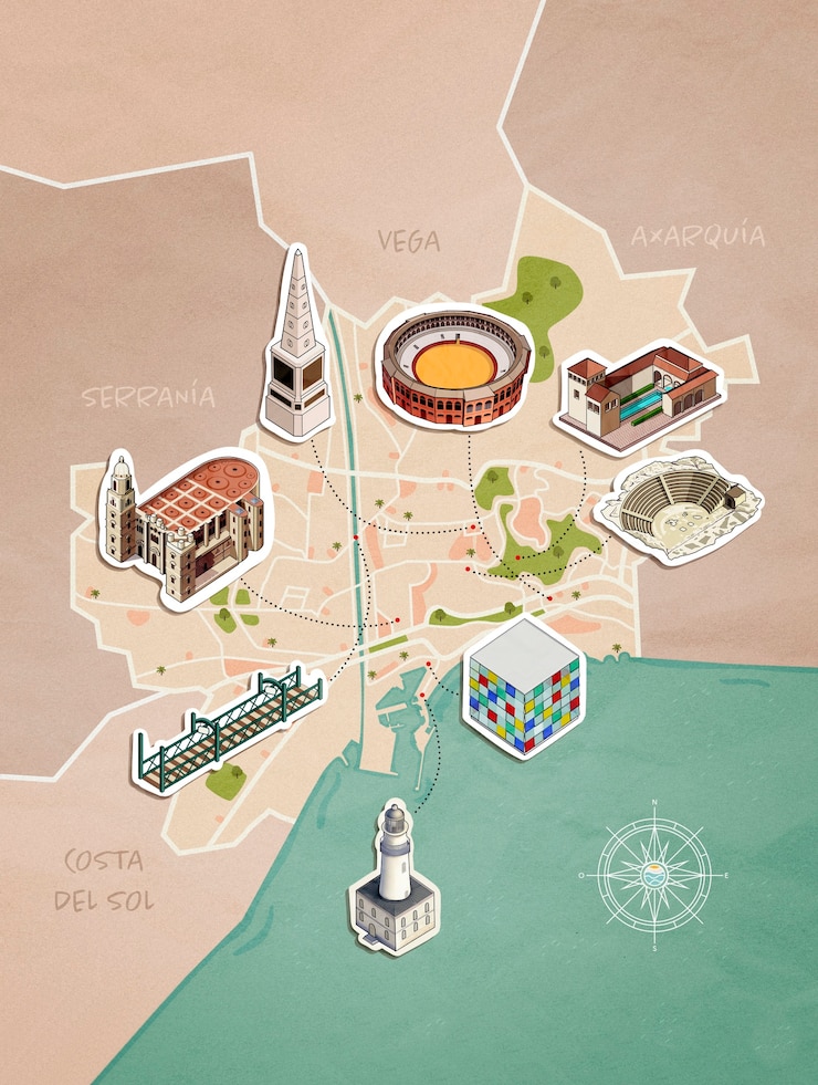 Foto gratuito mapa de la ciudad de málaga