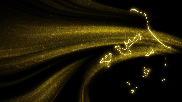 Foto gratuita mapa de la polinesia francesa, mapa de brillo dorado sobre fondo oscuro