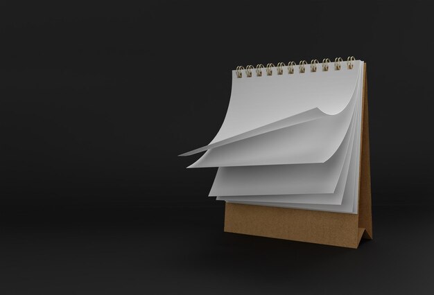 Maqueta de cuaderno de renderizado 3D con espacio en blanco limpio para diseño y publicidad, vista en perspectiva de ilustración 3d.