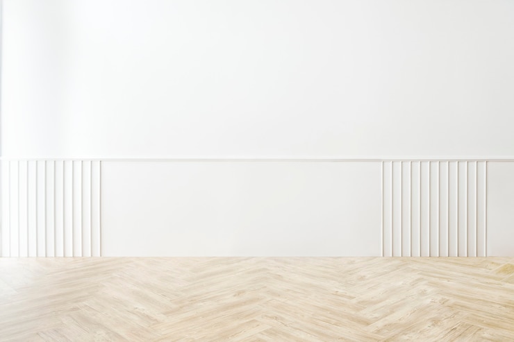 Foto gratuito maqueta mínima de una habitación vacía con una pared con patrones blancos