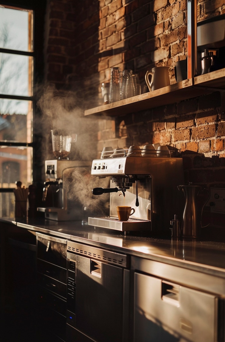 Foto gratuito la máquina de café haciendo una taza perfecta de café